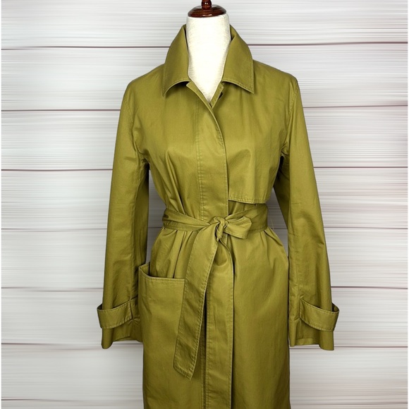 CLOSET CLEAR OUT! Offers welcome! COS Olive Cotton Twill Trench Coat Belted - Picture 3 of 16